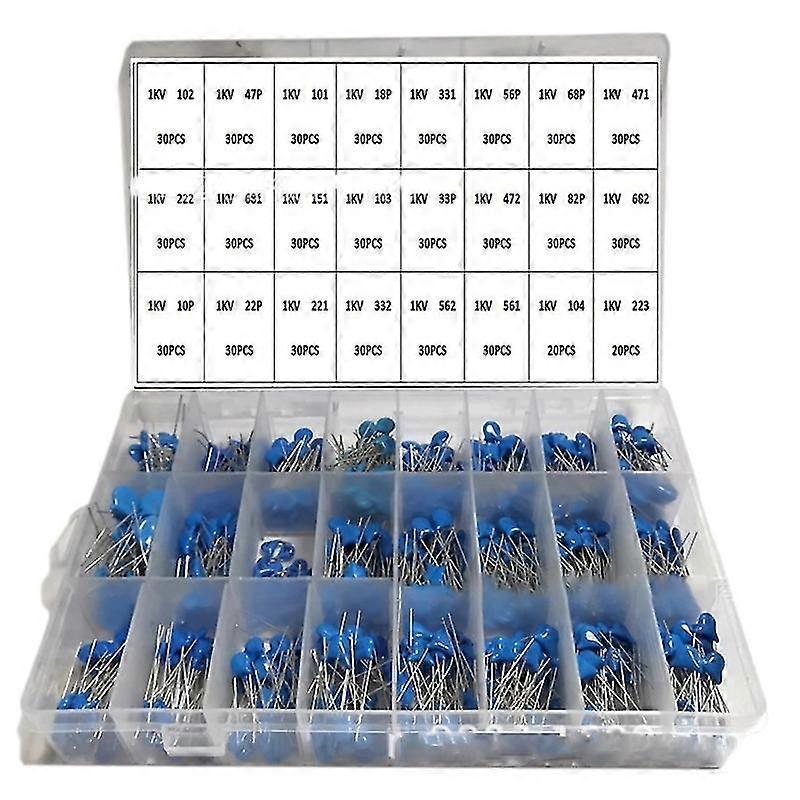 Ceramic Capacitor Assorted Kit 24 Values 10pf-821pf With Box 1kv 1000v 700pcs