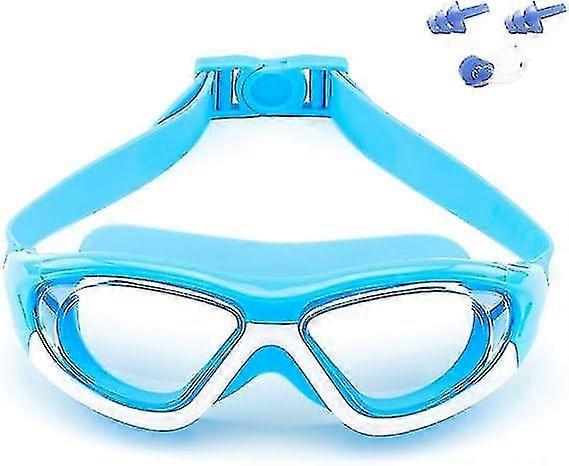 Big Frame Wide-vision Swim Goggles For Children Girls Boys(age 6-15 Years Old), Premium Polarized Kids Swimming Goggles Diving Mask Anti Fog(deepblue)