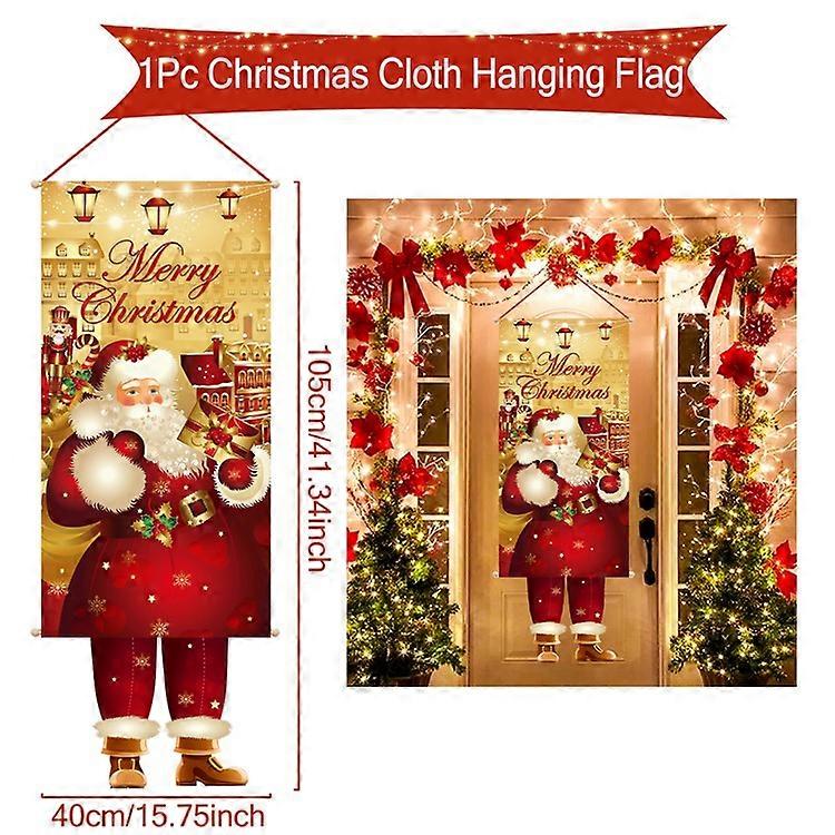 Santa Claus Hanging Flag Merry Christmas Decorations For Home 2023 Xmas Gifts Christmas Ornament Navidad Natal New Year 2024