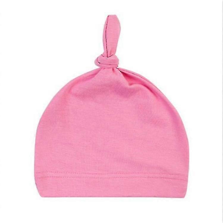 newborn babies solid color knotted knit hat cotton beanie(pink)