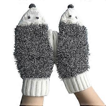 Crochet Retro Handmade Guantes Sólidos de Mujer Guantes de Punto Color Otoño Nitrile1setwhite