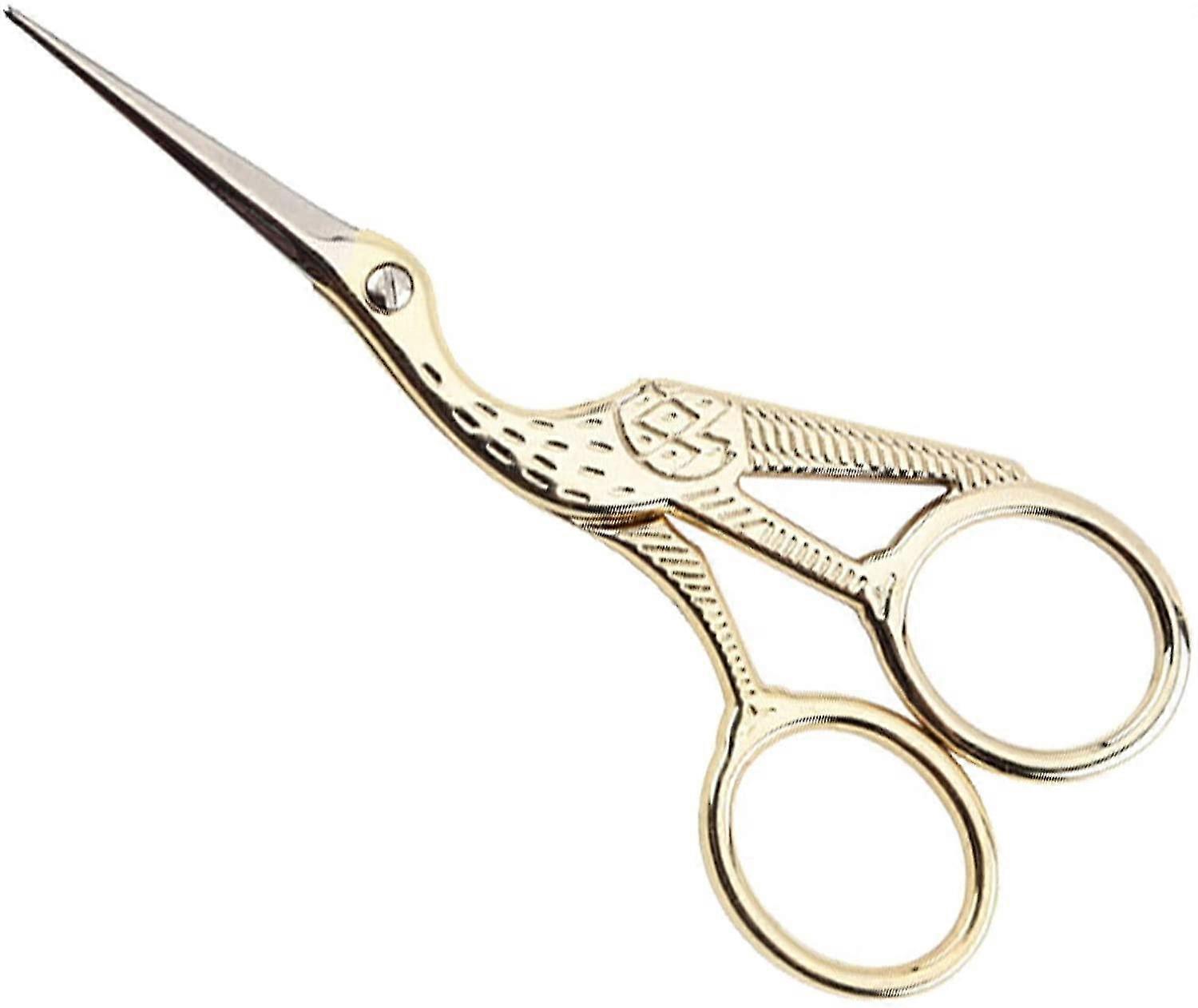 Ciseaux à sourcils professionnels / ciseaux à soie Ciseaux à cigogne (4,5 pouces, or)