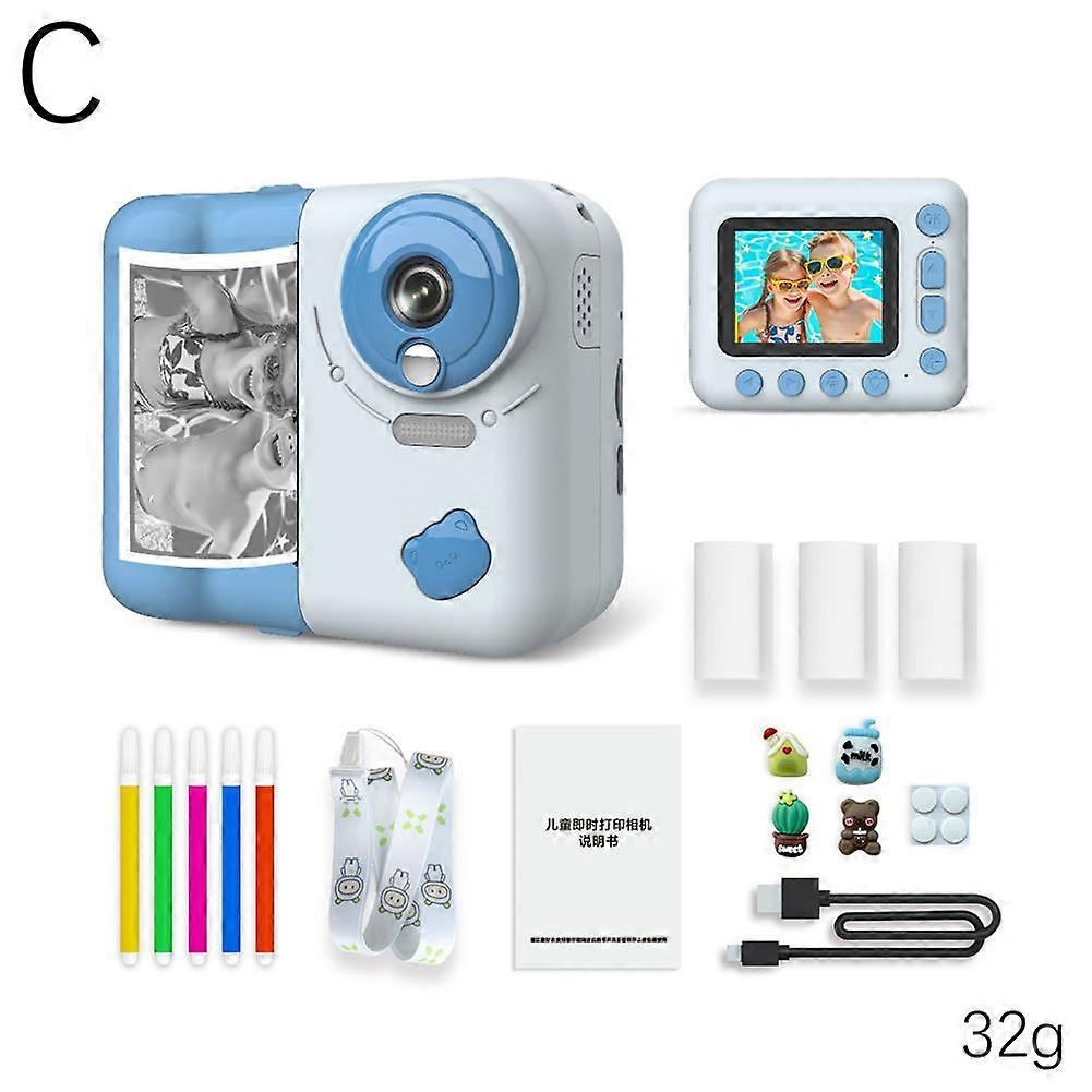 For Kids Instant Print Camera with 10x Zoom 1080p HD Video Creative Filters Stickers Rechargeable Fun Gift
