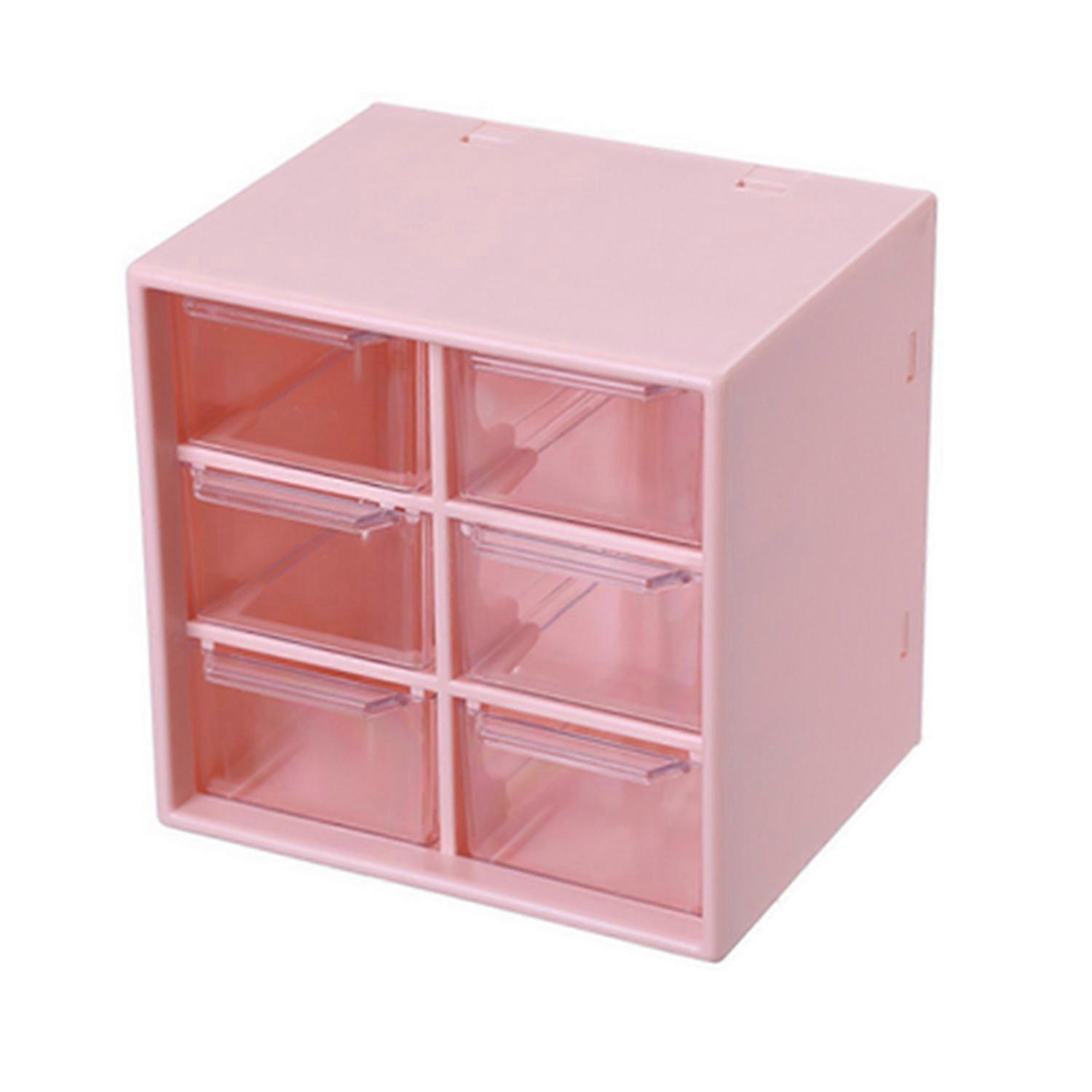 Storage Case Drawer Design Dust-proof with Handle 6 Grids Student Desk Stationery Storage Container