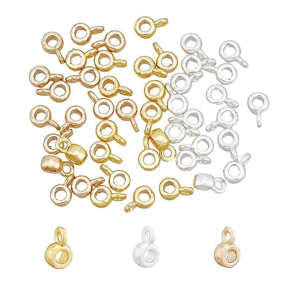 60Pcs 3 Colors Brass Tube Bails Loop Bails Cadmium Free & Lead Free Barrel Mixed Color 6x3.8x3mm Hole: 1.2mm 20pcs/color