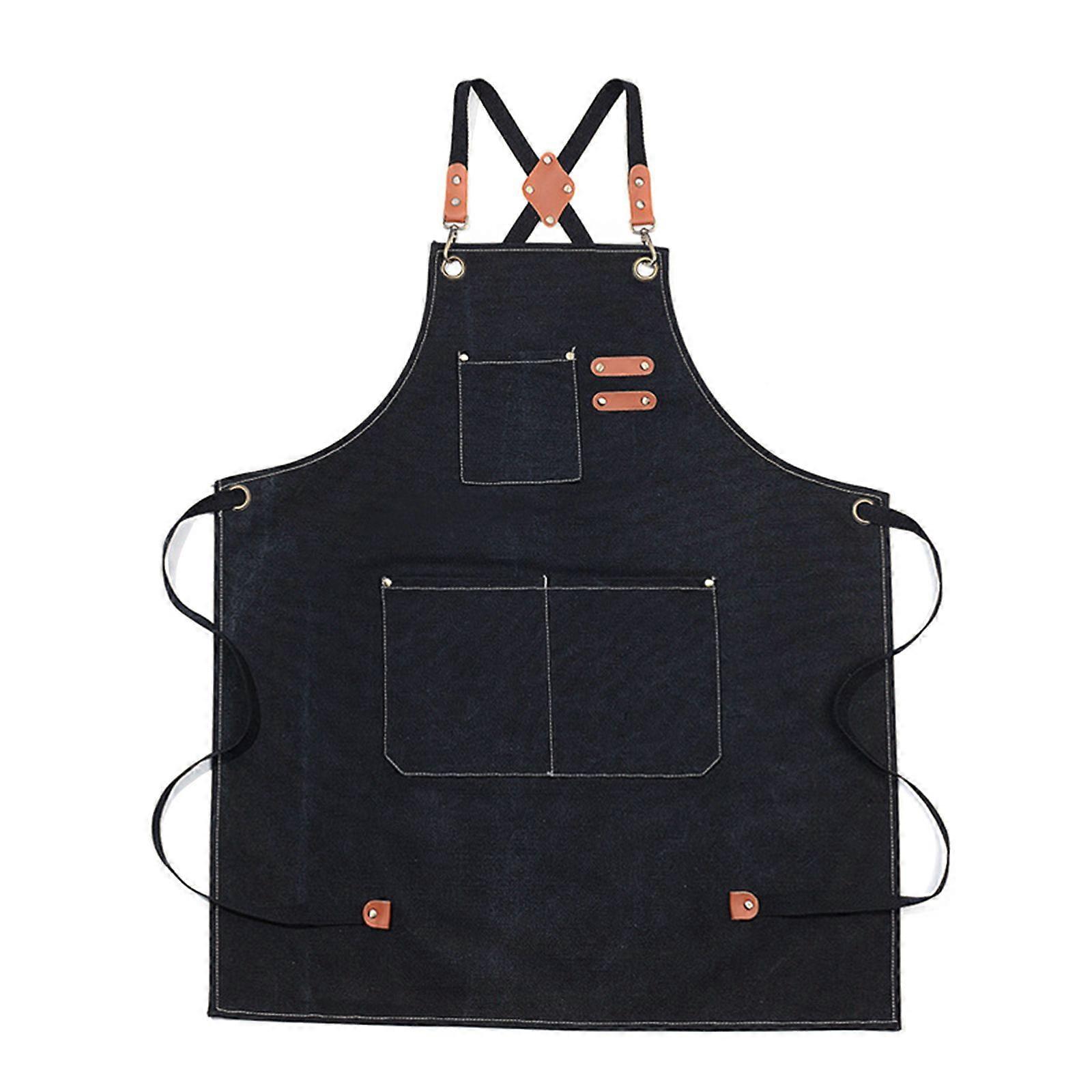 Work Apron With Tool Pockets, Durable Chef Workshop Carpenter Apron For Kitchen Garden Hot