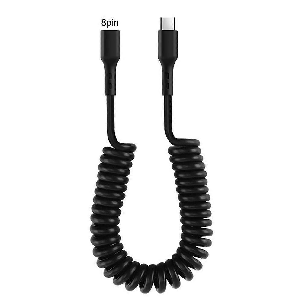 20W PD Super Fast Charging Cable Spring Design Retractable Tangle-Free Type-C to 8Pin Charging Cable