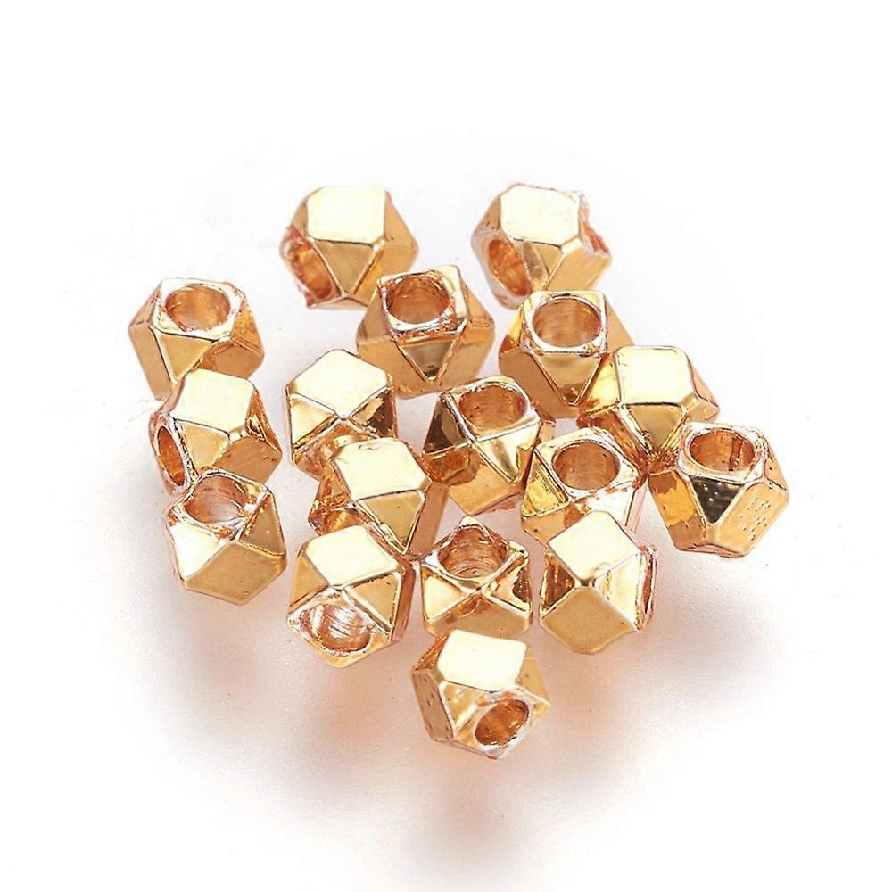 Brass Beads Spacers Faceted Square Golden 2.5x2.5mm Hole: 1.2mm