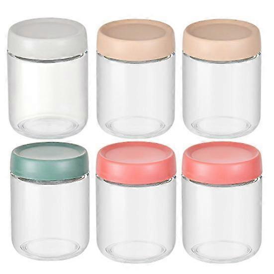 6 Pcs 500ML Crisper Box Transparent Good Seal with Screw Lid Dustproof Moisture-proof Nuts Snacks