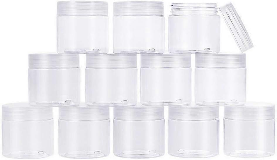 20 Pack 2oz PET Plastic Round Container Jars with Clear Lids and and Leakproof Gasket for Beads Crafts Body Scrub Creams