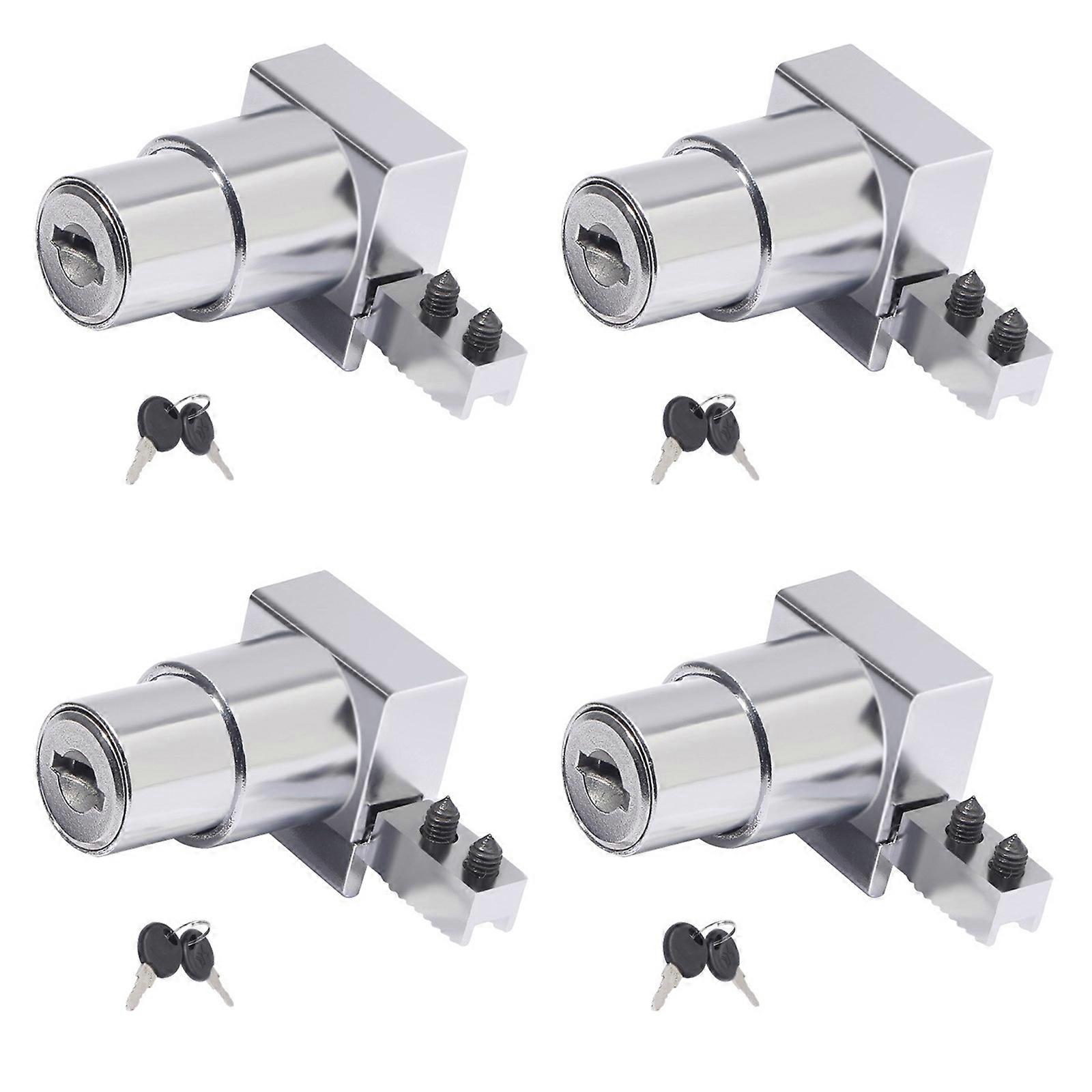 4Pcs Plunger Push Lock with Key For Sliding Glass Door Display Case Showcase Hinged Glass Cabinet Lock for 5mm-8mm Door