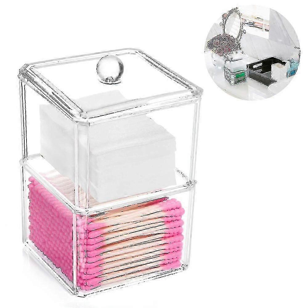 PS Dispenser,square Stackable Sets Cosmetic Container With Cover2 layers)