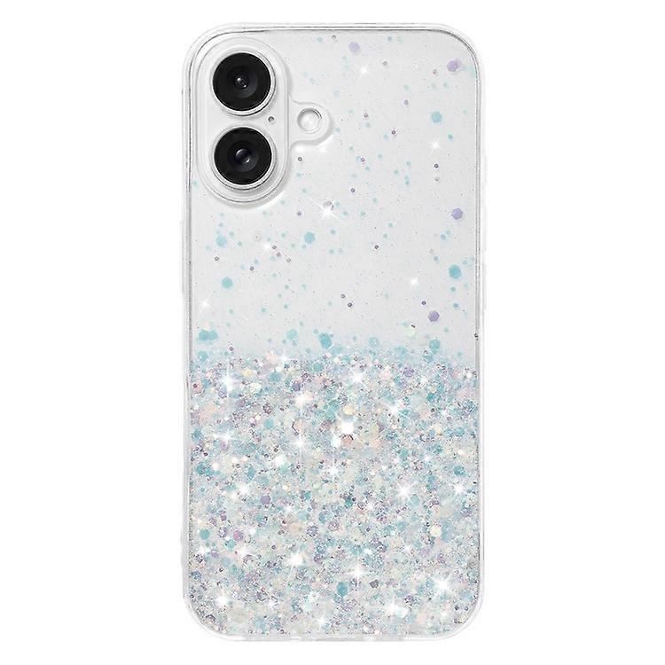 Compatible For iPhone 16 Case Sparkle Sequins Luminous Epoxy TPU Phone Cover
