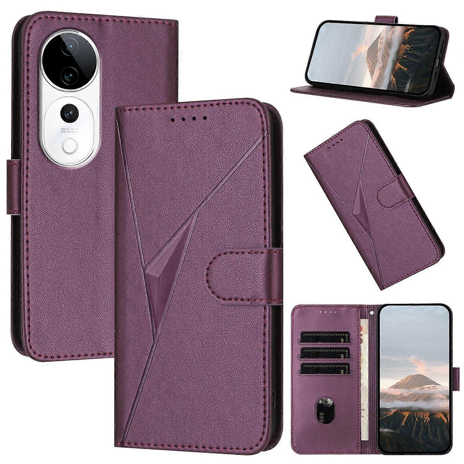 Triangle Pattern PU Case For vivo S19 Pro