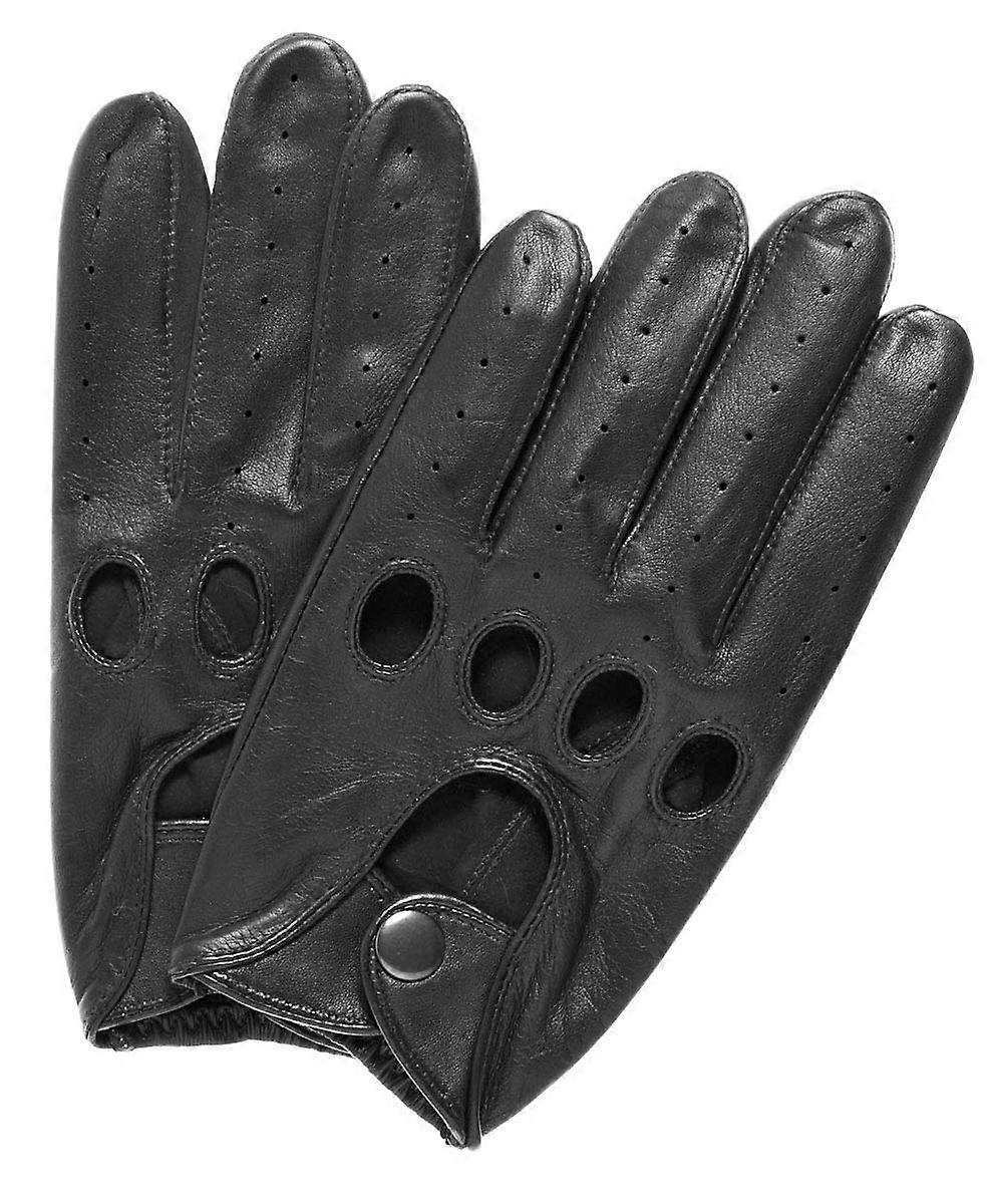 Unlined Sheepskin Driving Gloves for Bikers - Premium Leather, Men's Size, Black Color, Comfortable Fit