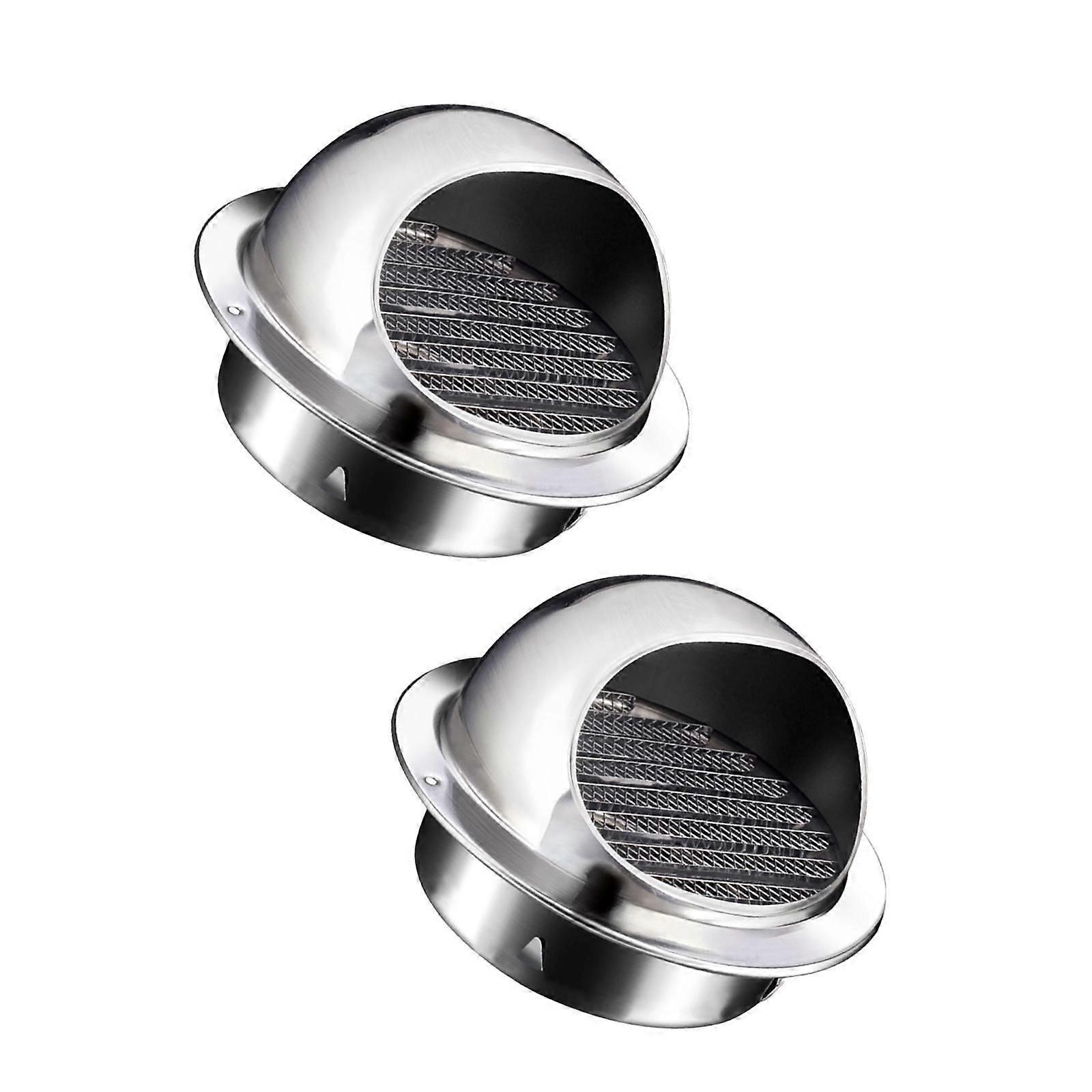 2x Round Wall Vent Outside Cap Built in Fine Mesh for Kitchen