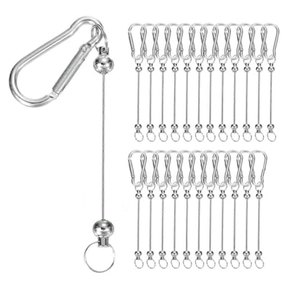 Beadable Keychain Bars, 24 Pcs Metal Beaded Keychain Blanks Bulk Making Supplies Kit with Snap Hook