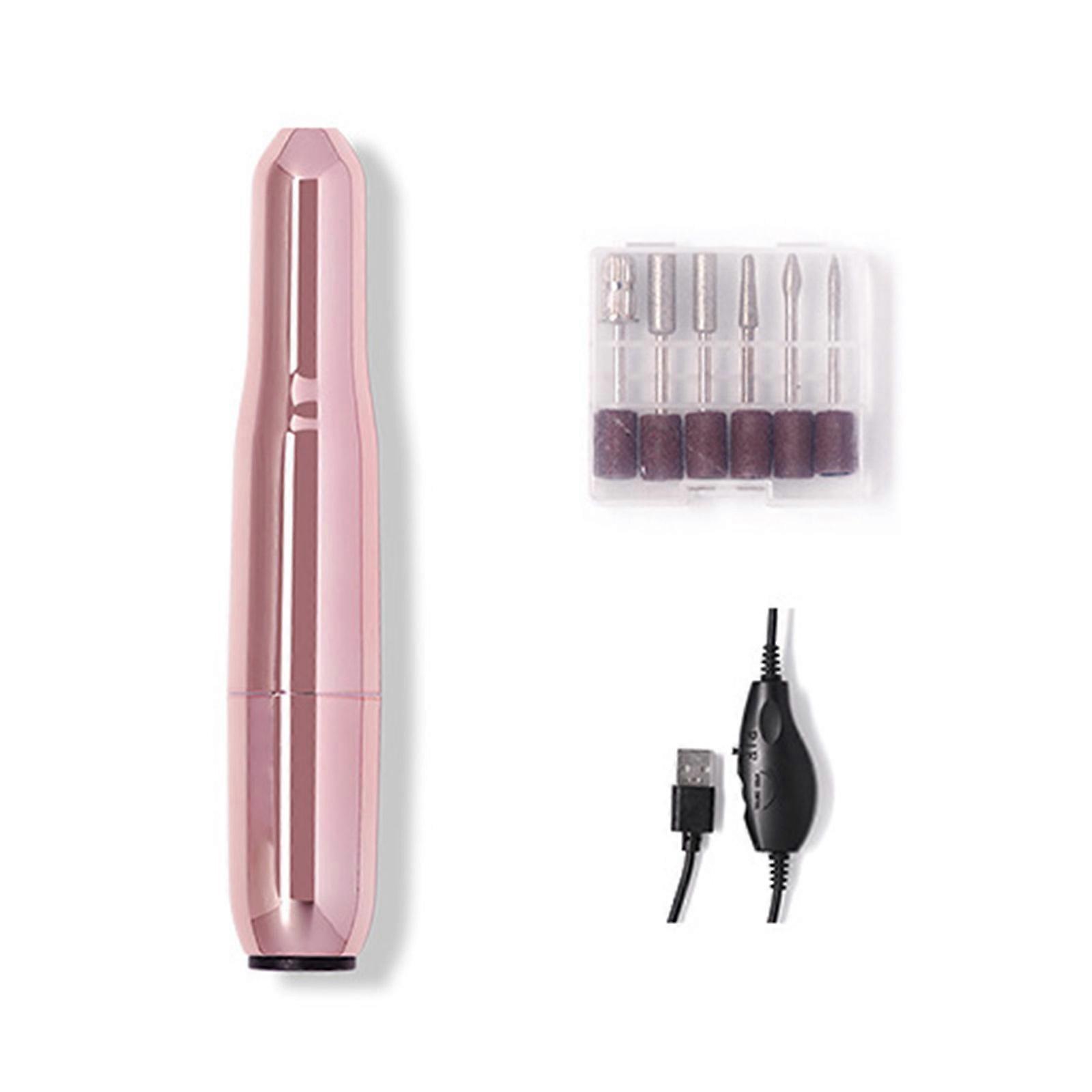 Portable Nail Polishing Machine with Drill Bits USB Nails File Drill Set Adjustable Speed Electric Nails Drill Machine  bright rose gold