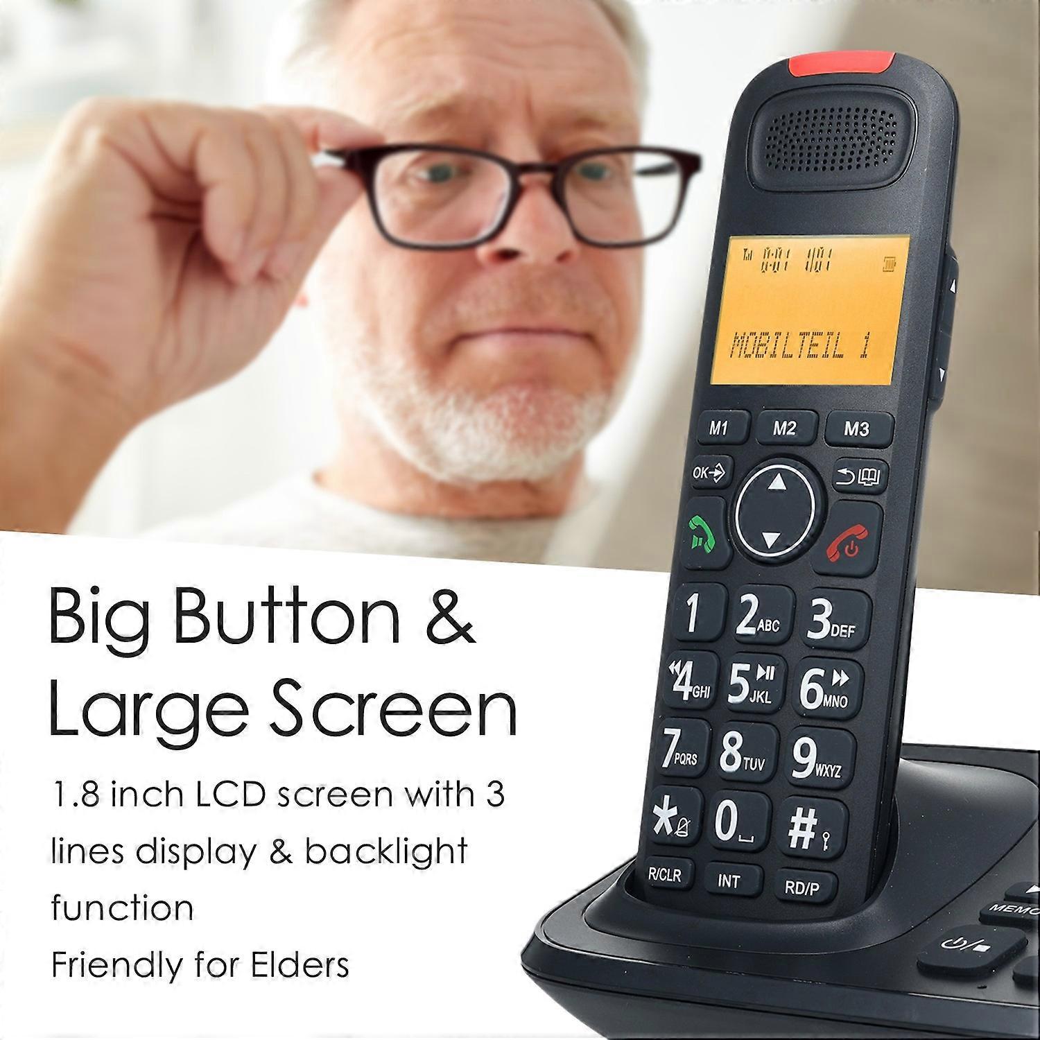 Bisofice Cordless Expandable Phone System with Telephone Answering Cradle 3 Lines Display Caller ID