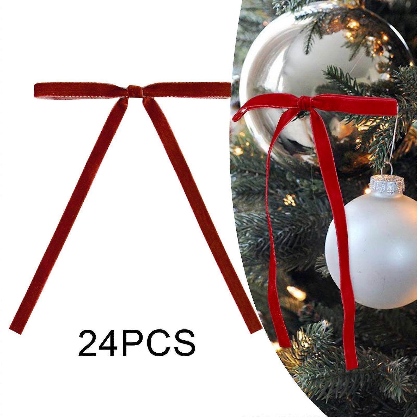 24 Pieces Christmas Ribbon Bows Set ,Velvet Tree Bows, Wreath