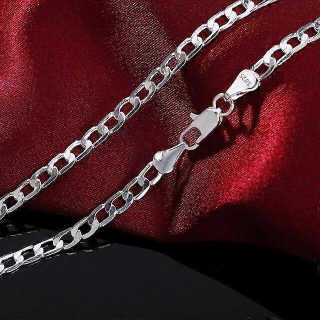 925 Sterling Silber 16/18/20/22/24/26/28/30 Zoll 4MM Seitenkette Halskette für Frauen Männer Mode Hochzeit Schmuck Geschenke
