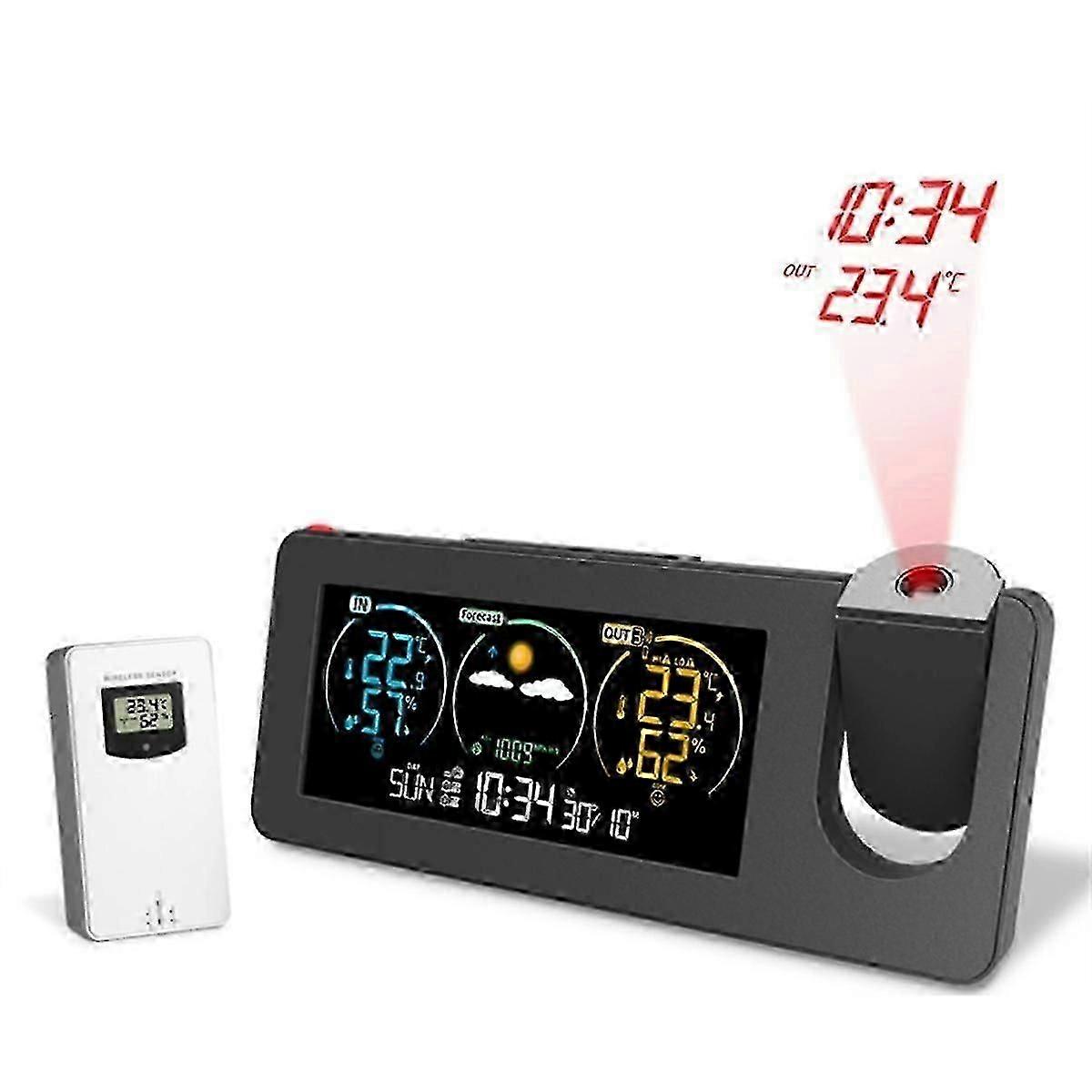 ZX3538 New Electronic Projection Clock Weather Station Weather Forecast Temperature and Humidity Digital Alarm Clock