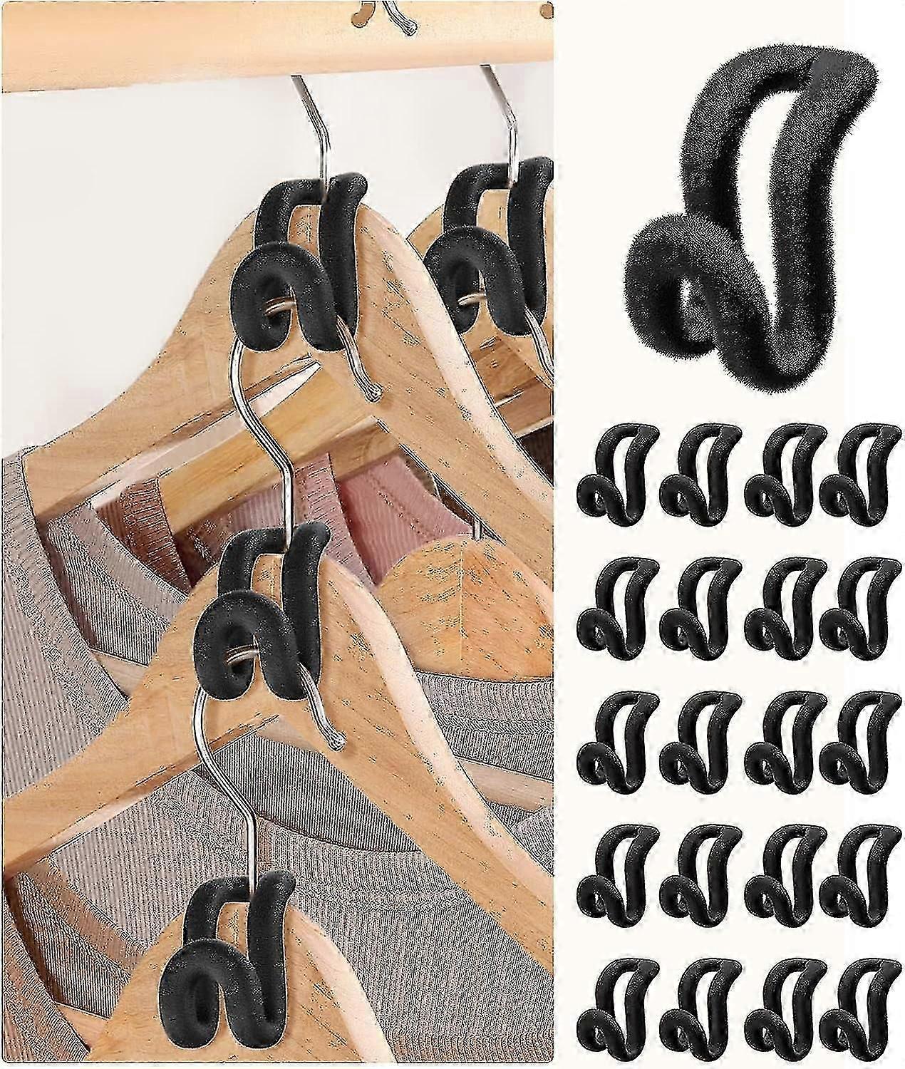 50pcs Clothes Hanger Connector Hooks, Non-slip Velvet Coating Flocking Hanger Extender Hooks, Space Saver Closet Organizer