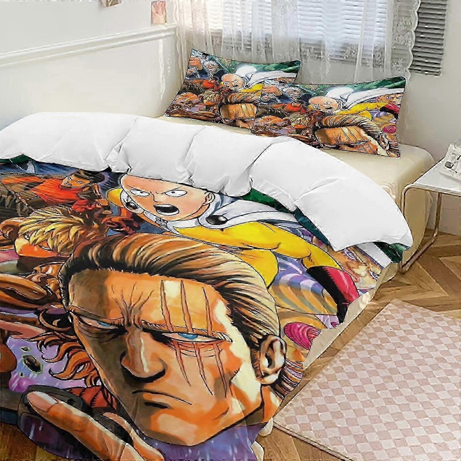 v43 ملاءات سرير واحدة رجل أنيمي سرير منزلي مجموعة من 3 قطع ، خفيفة الوزن ومريحة (1 غطاء لحاف و 2 كيس وسادة) ملاءات سرير ccv43