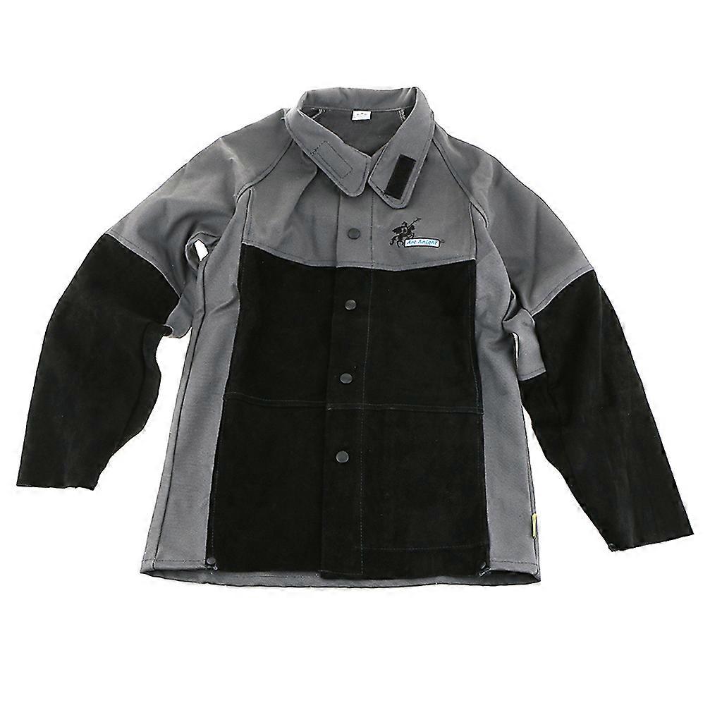 Flame Safety Welding Clothing, L- , Black+Gray,