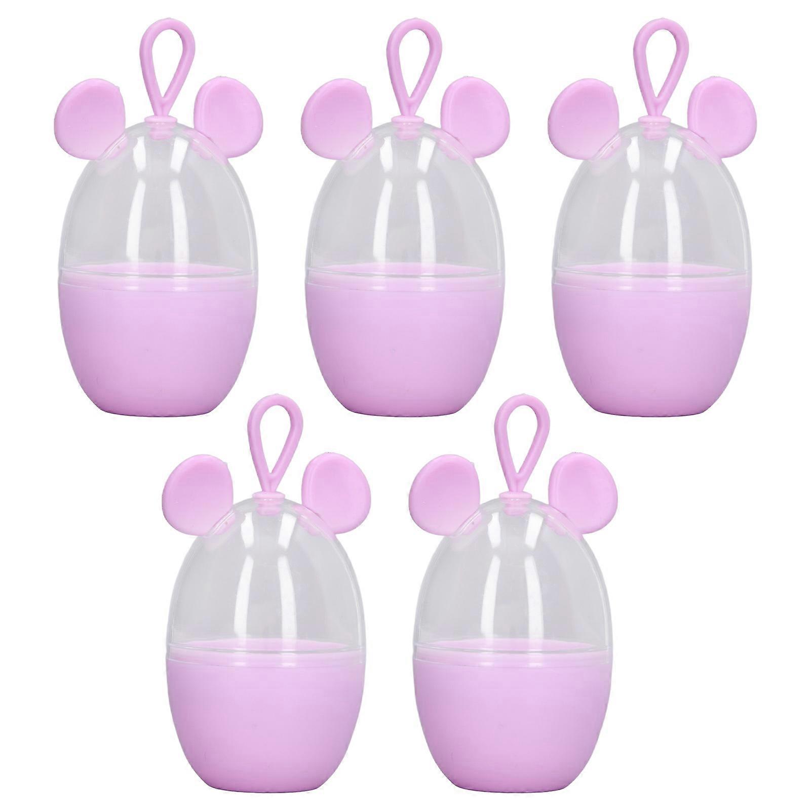 5Pcs Makeup Holder Purple Cartoon Mouse Transparent Smoothing Beauty Sponge Case for Storage Travel