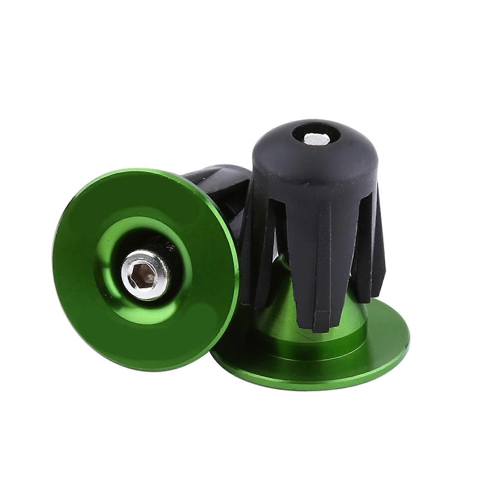 2 Pcs Colorful Aluminum Bicycle Handlebar End Caps (Green)