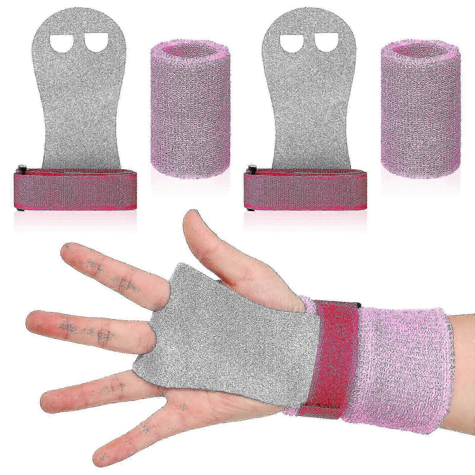 4 Pcs Gymnastics Grips And Wristbands Bar Grips Palm Protection And Wrist Support Bands For Kid's Workout Exercise
