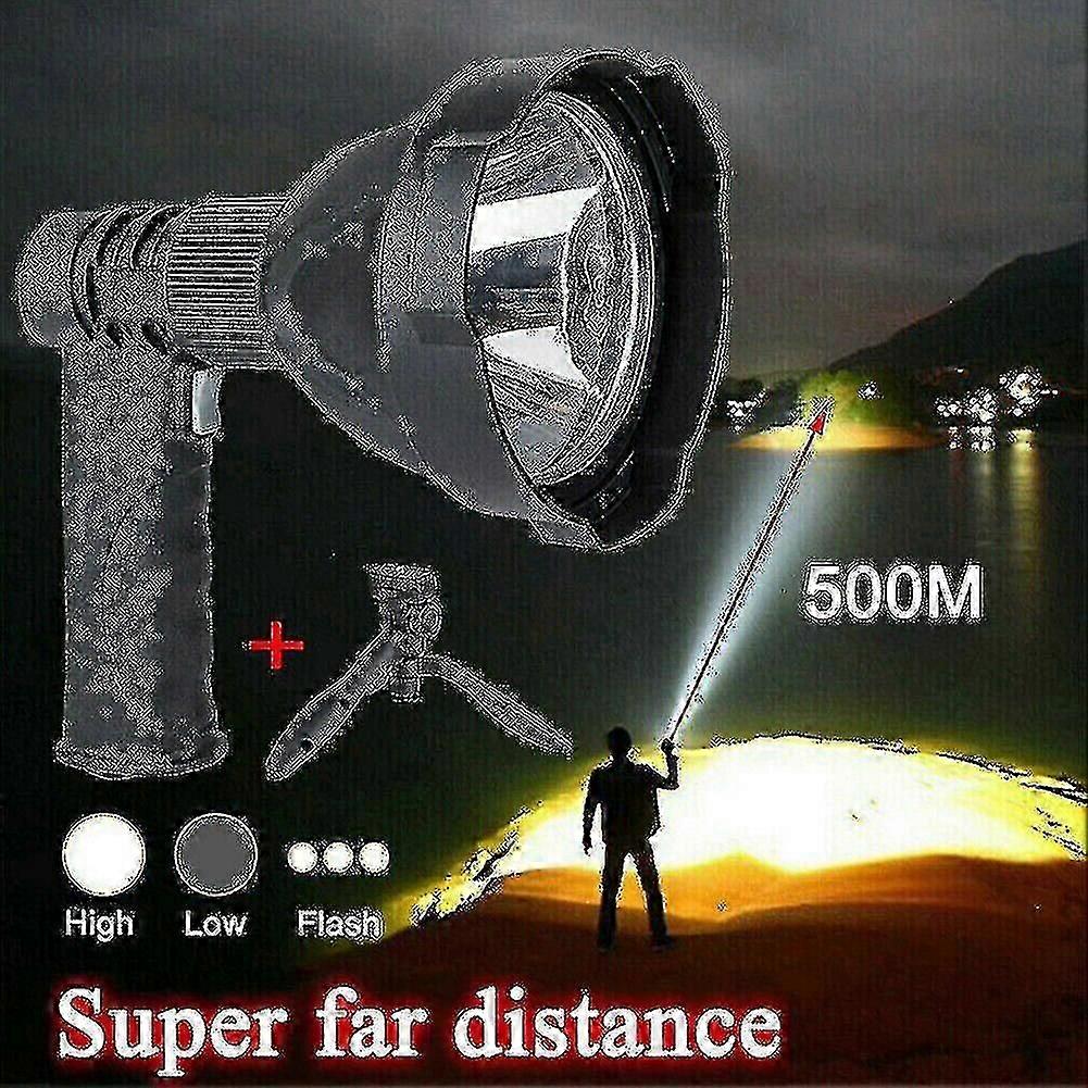 Led Hand Held Spotlight Usb Rechargeable Camping Hunting Flashlight Torch Lamp