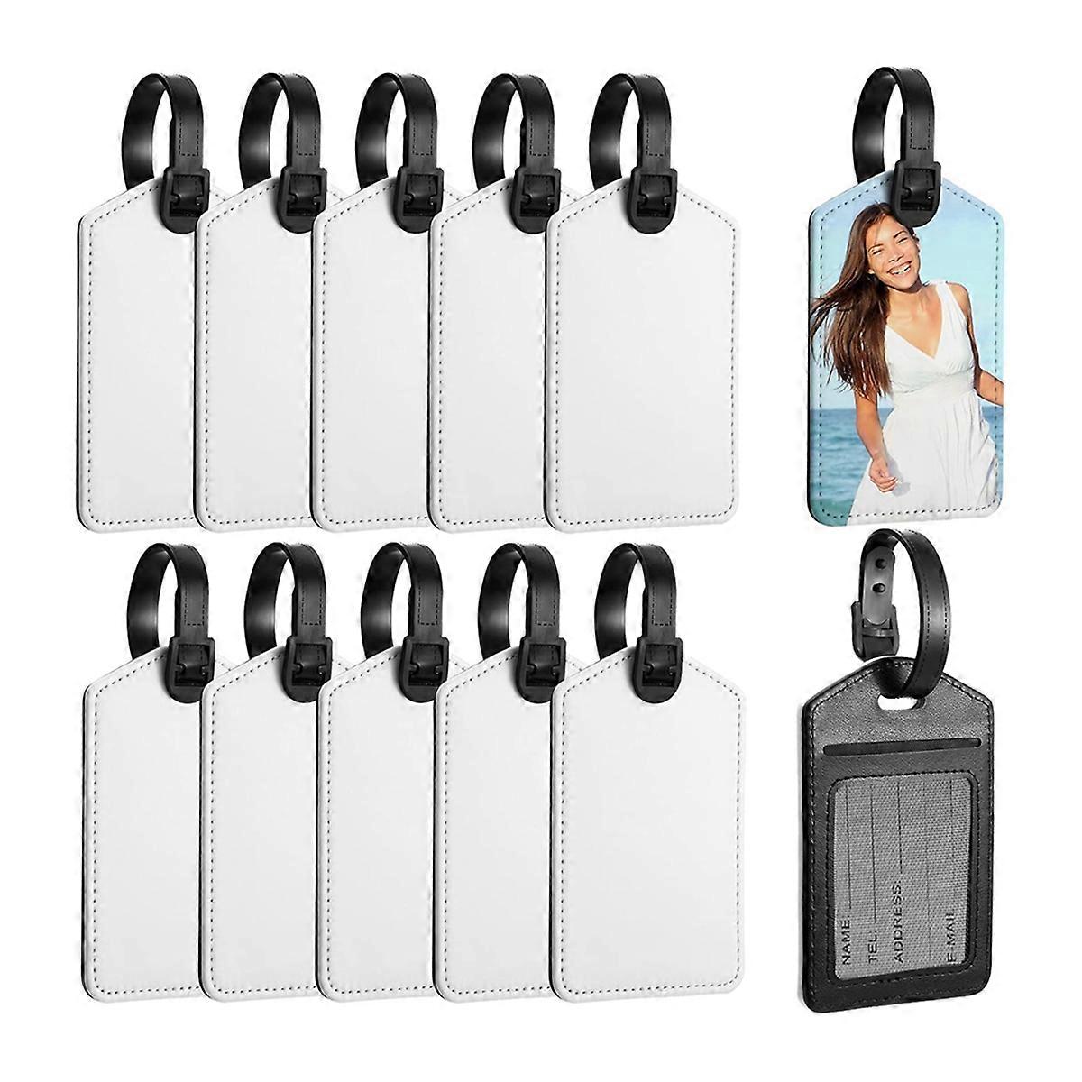 Sublimation Luggage Tags White Heat Transfer PU Name Tag Card Holder