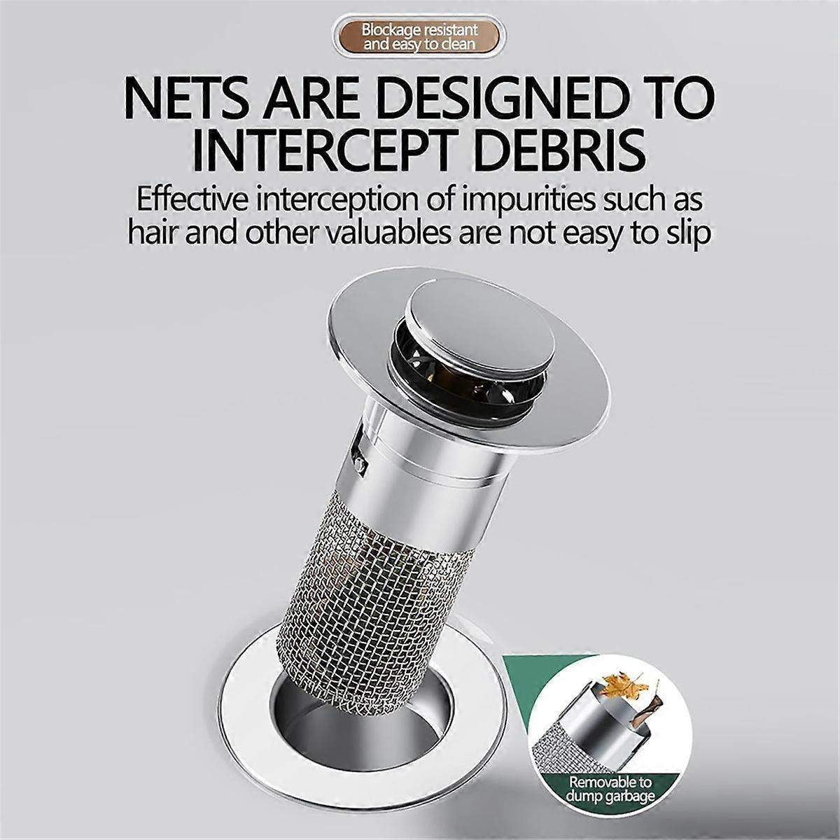 2 stk. vaskestopper til baderomsvask, hårfanger, avløpsfilter til vasken