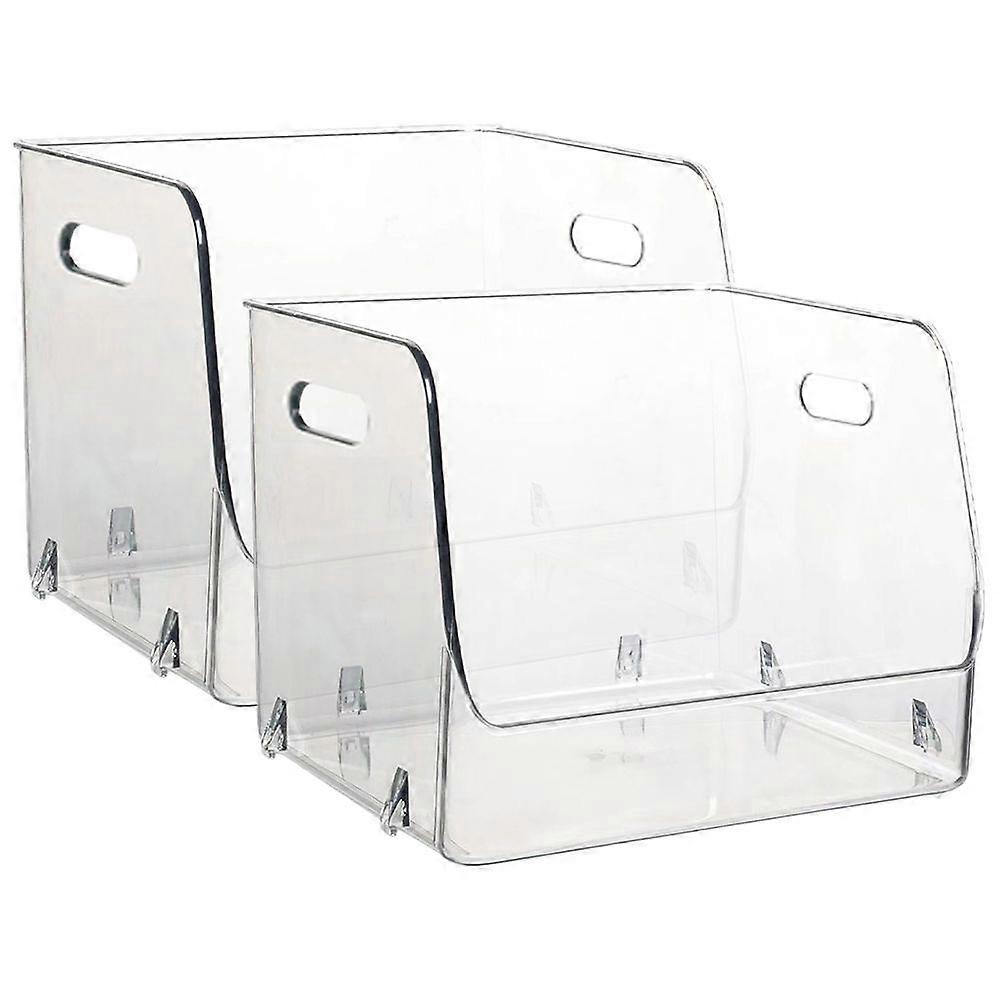 2pcs Transparent Storage Bin Box Stackable Organizing Container Tabletop Makeup Storage Box