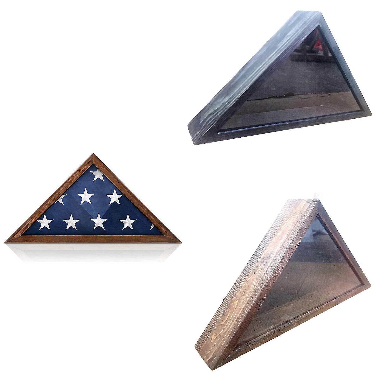 Wood Flag Box with Transparent Glass Front for Veterans and Collectors ...