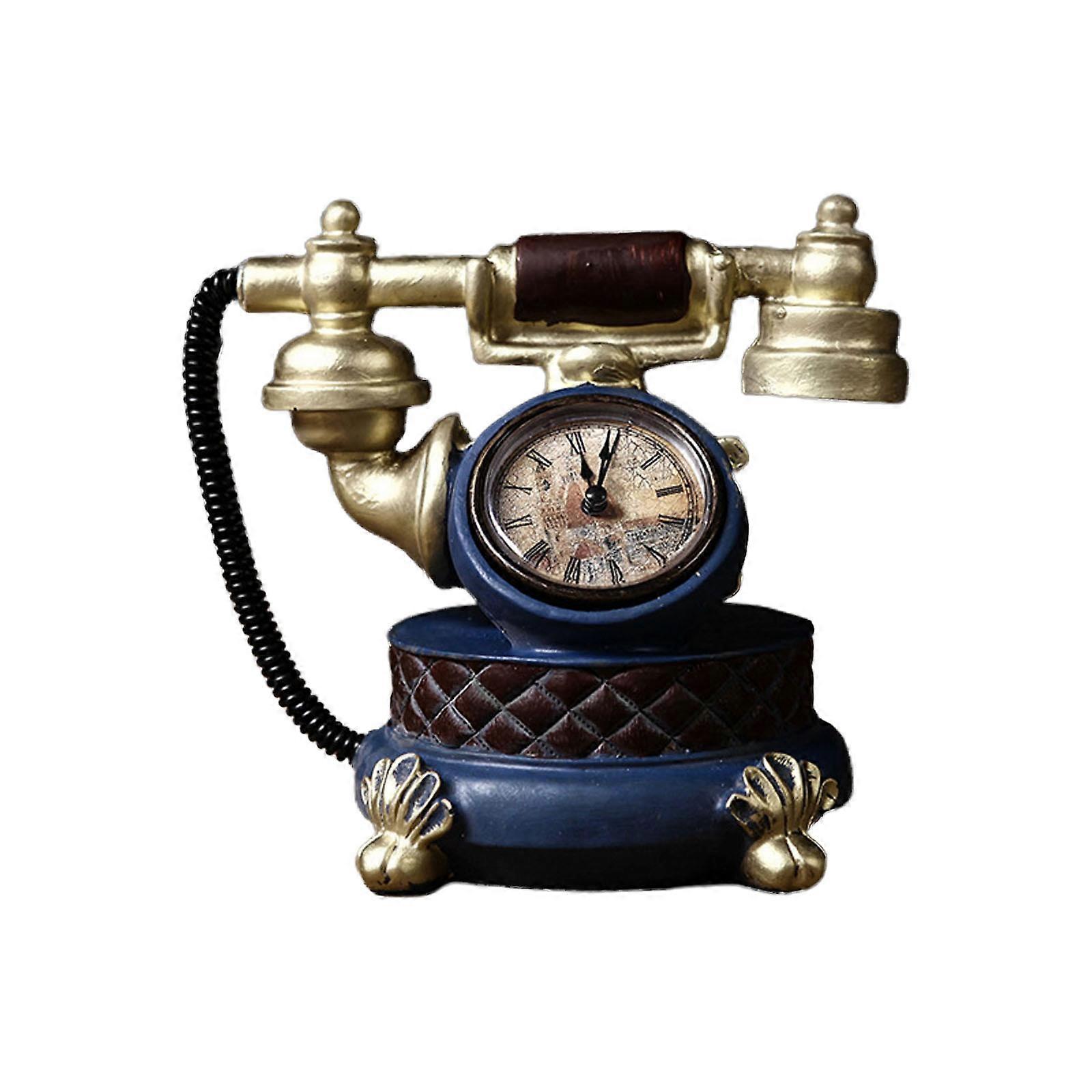 レトロな樹脂電話置物ヴィンテージコインバンクデスクトップ像飾り自宅の寝室のリビングルームの装飾ゴールド