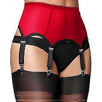 High Waist Garter Belt Sexy See Through Mesh Suspender Belt with Metal Clip and Adjusted Straps for Thigh High Stockings  White S