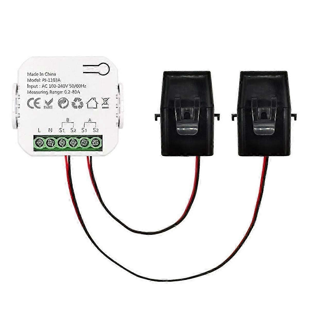 Tuya Smart Energy Meter Power Production Consumption Bidirectional Power Monitor 0.2-80A Support AP