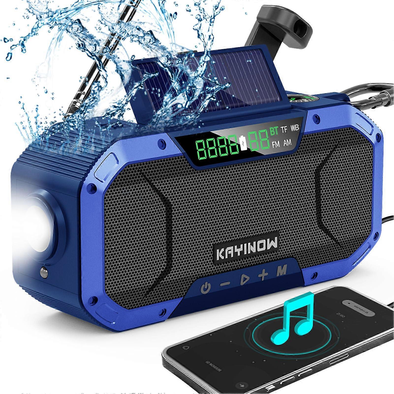 Auto Scan Emergency Weather Radio with Bluetooth Speaker NOAA FM AM,5000mAh Power Bank