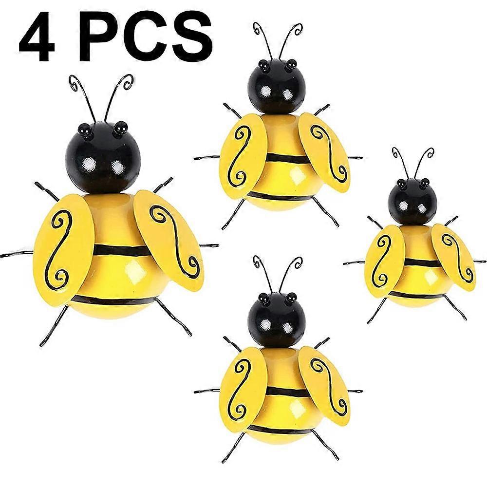 4-Pack Garden Wrought Iron Bee Wall Hanging