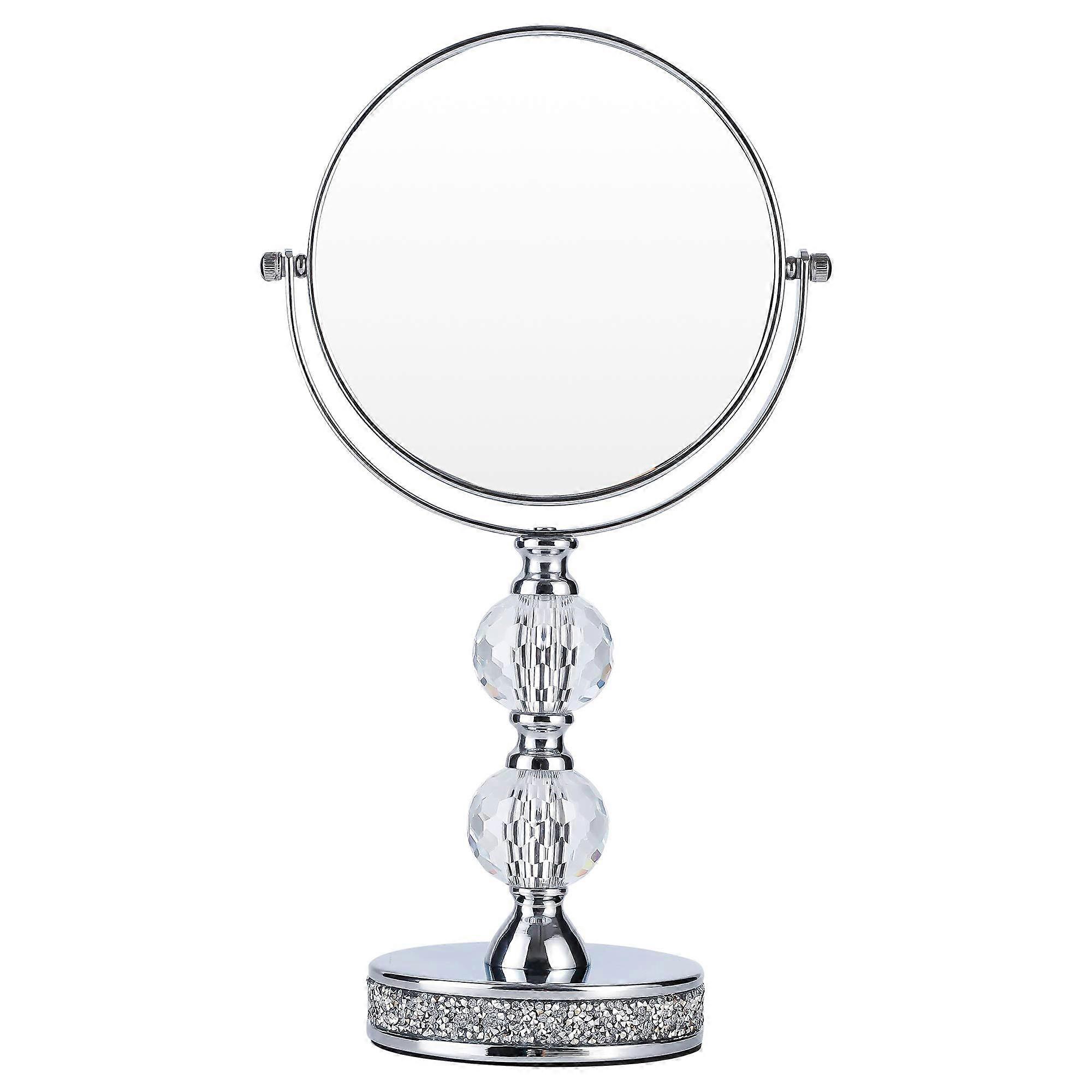 Makeup Mirror 360-Degree Rotating, Crystal Cosmetic Double-Sided 1x/5x Magnification, Adjustable Model M020