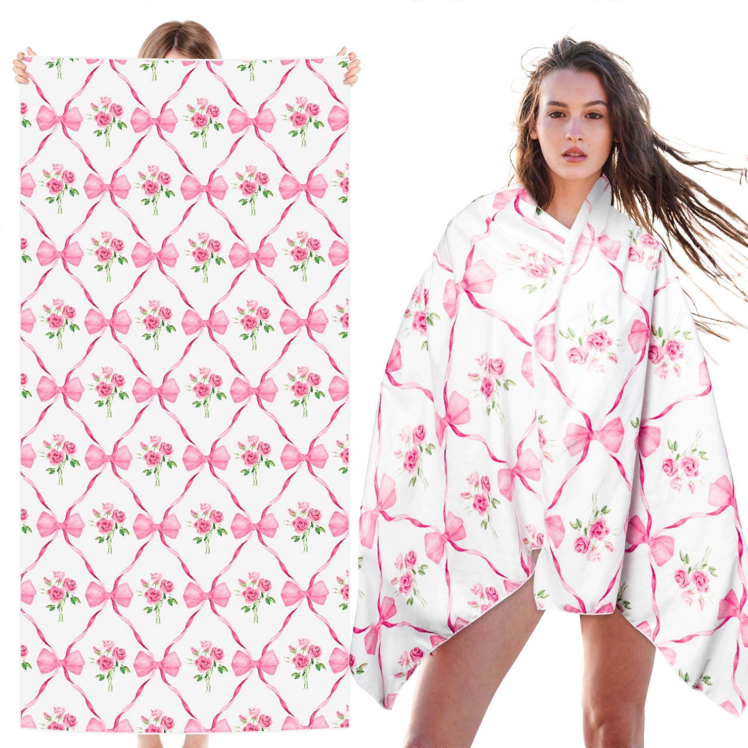 Pink Sagittarius Beach Towel - Large 71"x35" Double-Sided Velvet Pool Towel Floral Design for Summer Use