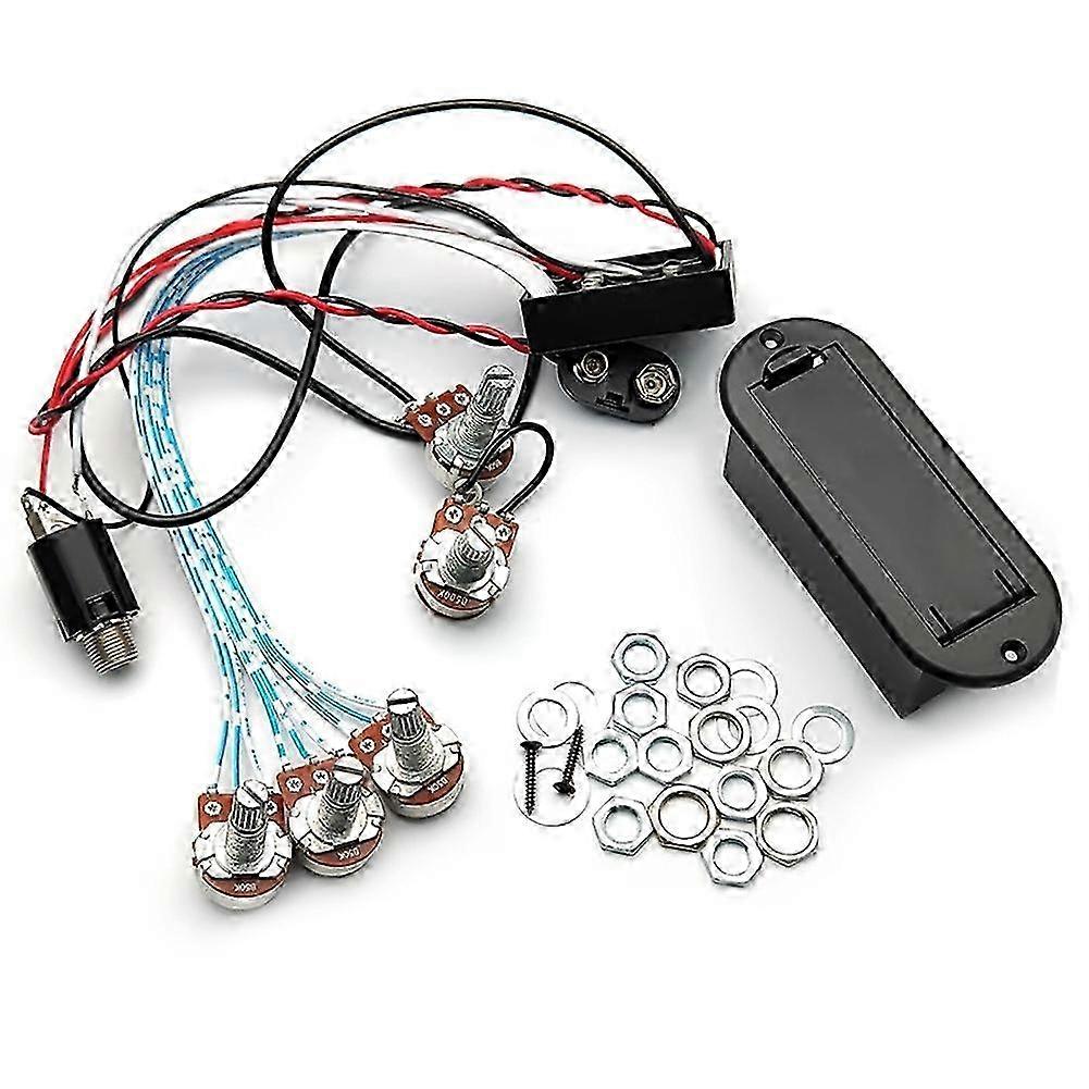 3-bands EQ-förförstärkarkrets för gitarr, dubbelpotentiometer för aktiv basgitarrpickup, 5 kontrollrattar, Gui NN