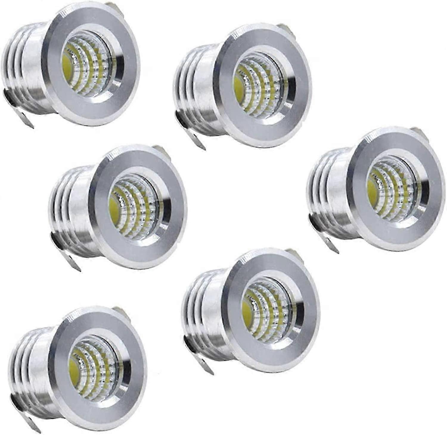 סט של 6 ספוטים לתקרה שקועים מיני LED שחור מיני תאורת ספוט לד לתאורת תקרה בארון, 3W, לבן קריר