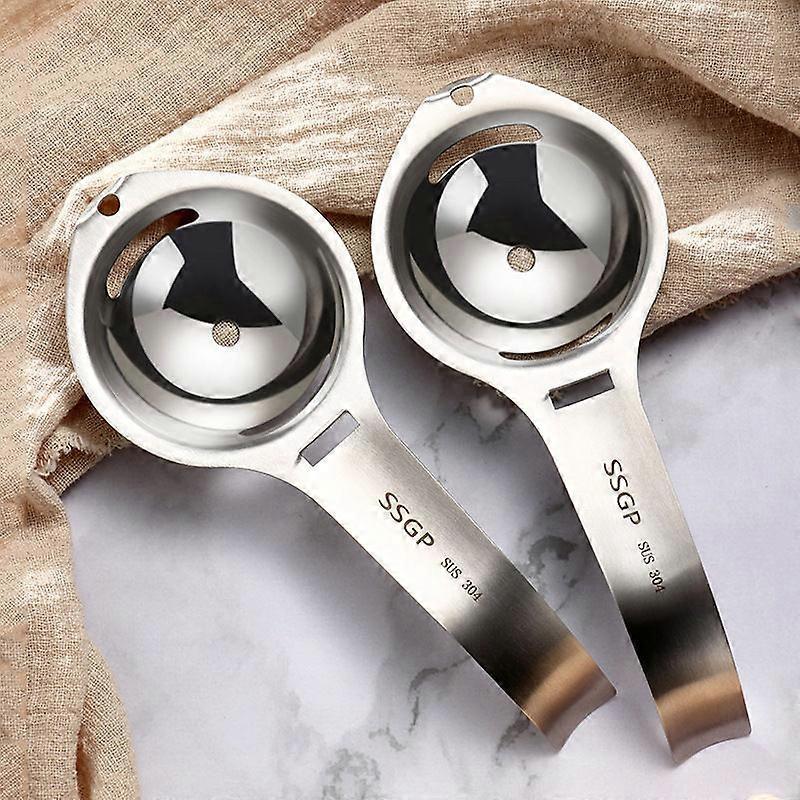 2pc Egg Separator Egg White Yolk Strainer Egg Separator Egg Separator Egg Strainer Stainless Steel Kitchen Kitchen Gadgets, Cookware (Silver 304)