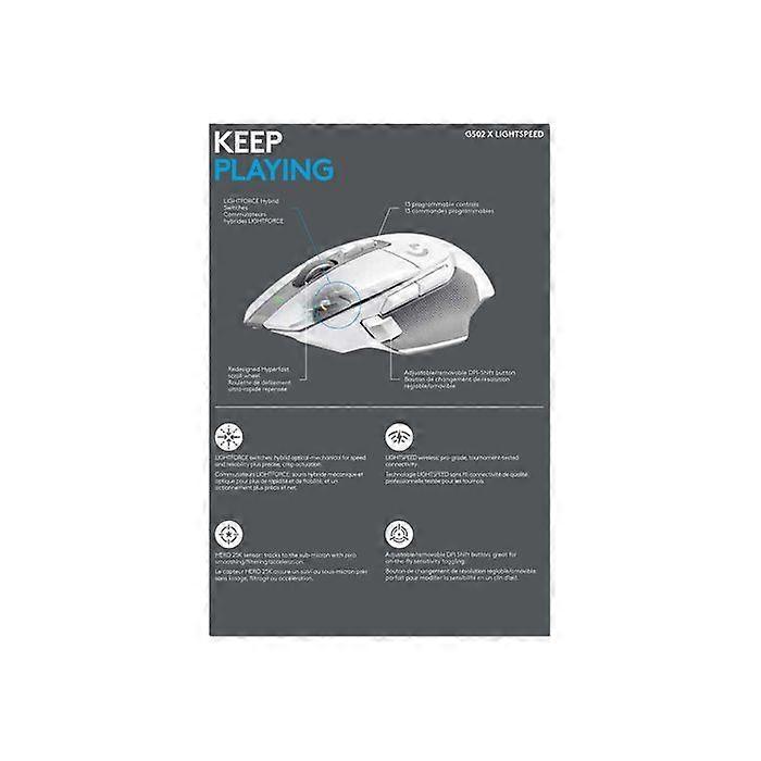 Ratón - Logitech - G G502 X LIGHTSPEED - Óptico - 8 botones - Inalámbrico - Blanco
