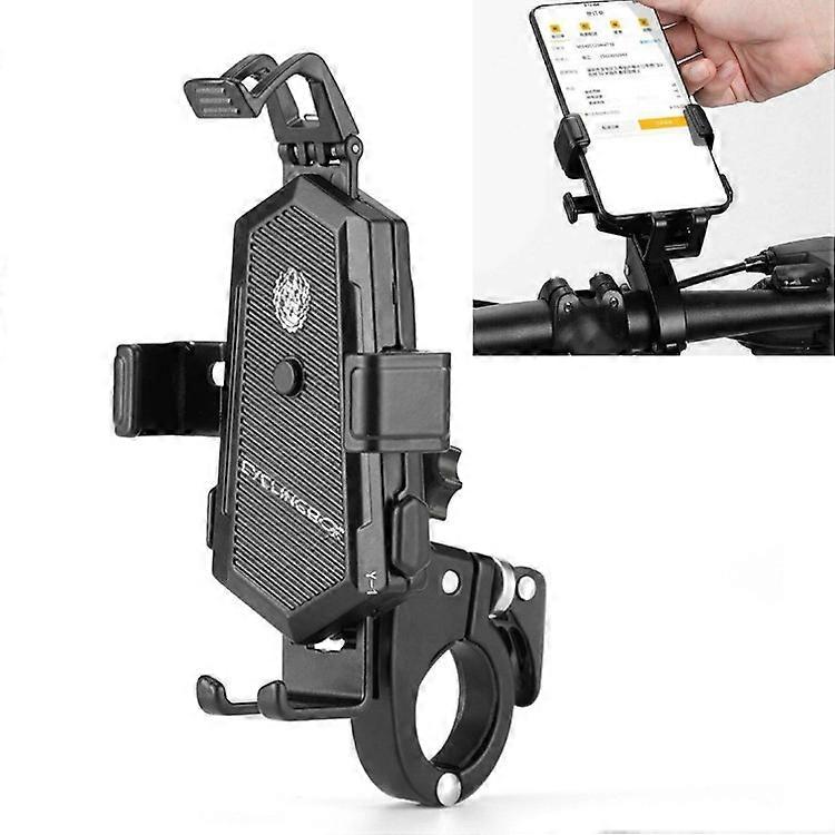 Bicycle Mobile Phone Holder Can Rotate And Adjust Fixed Aluminum Alloy Bracket Automatic Grab Bracket Handlebar Installation