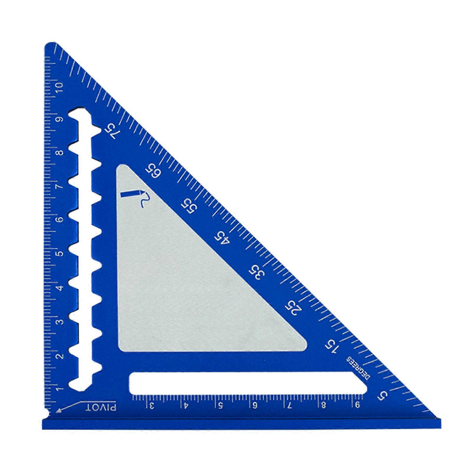 4inch Alüminyum Miter Üçgen Cetvel 45 Derece/90 Derece Ahşap İşleme Kare Açıölçer Çok Fonksiyonlu Ölçüm Aracı Mavi